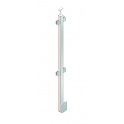 MONTANTE QUADRO con supporti per vetro, installaz. diritta e ancorag. laterale