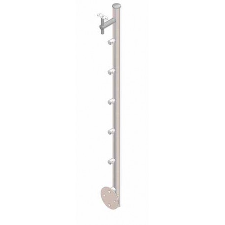 MONTANTE TONDO C/SUPP. E BRACCETTO LAT. CORRIMANO ANCORAGGIO LATERALE L:1330 mm