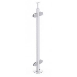 MONTANTE TONDO CON SUPPORTI PER VETRO E ANCORAGGIO A PAVIMENTO 2KN L:1050 mm
